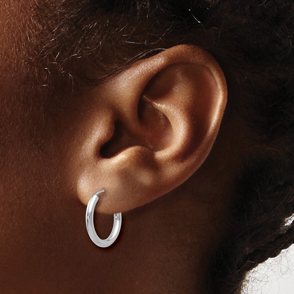 10k White Gold Polished Endless 2mm Hoop Earrings (10H989)