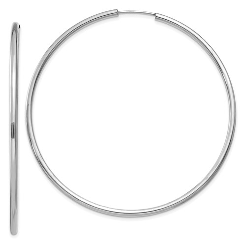 10k White Gold Polished Endless 2mm Hoop Earrings