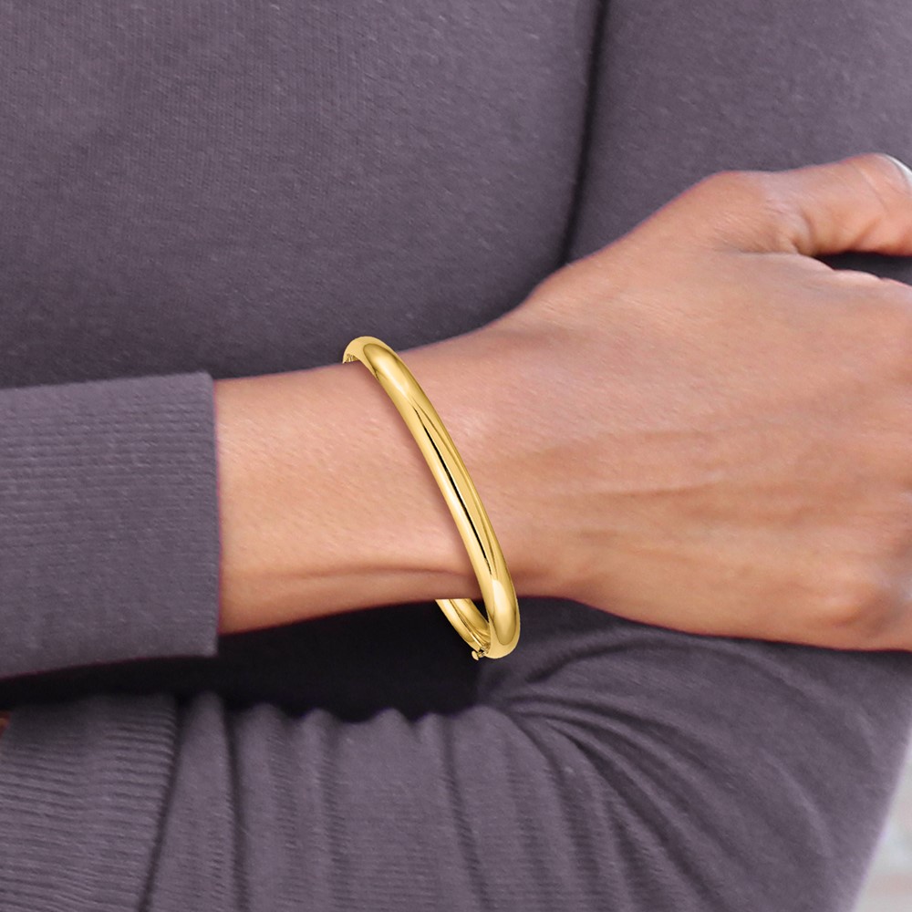 10k 4/16 High Polished Hinged Bangle Bracelet (10HP4/16)