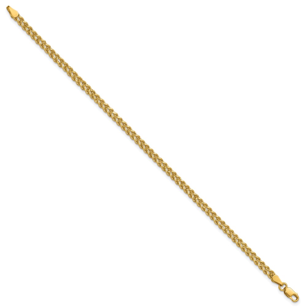 10k 3.0mm Wide Double Strand Rope Bracelet (10K012S2-8)