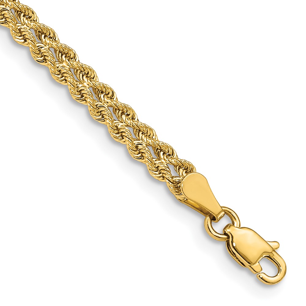 10k 3.75mm Double Strand Rope Bracelet (10K014S2-7)