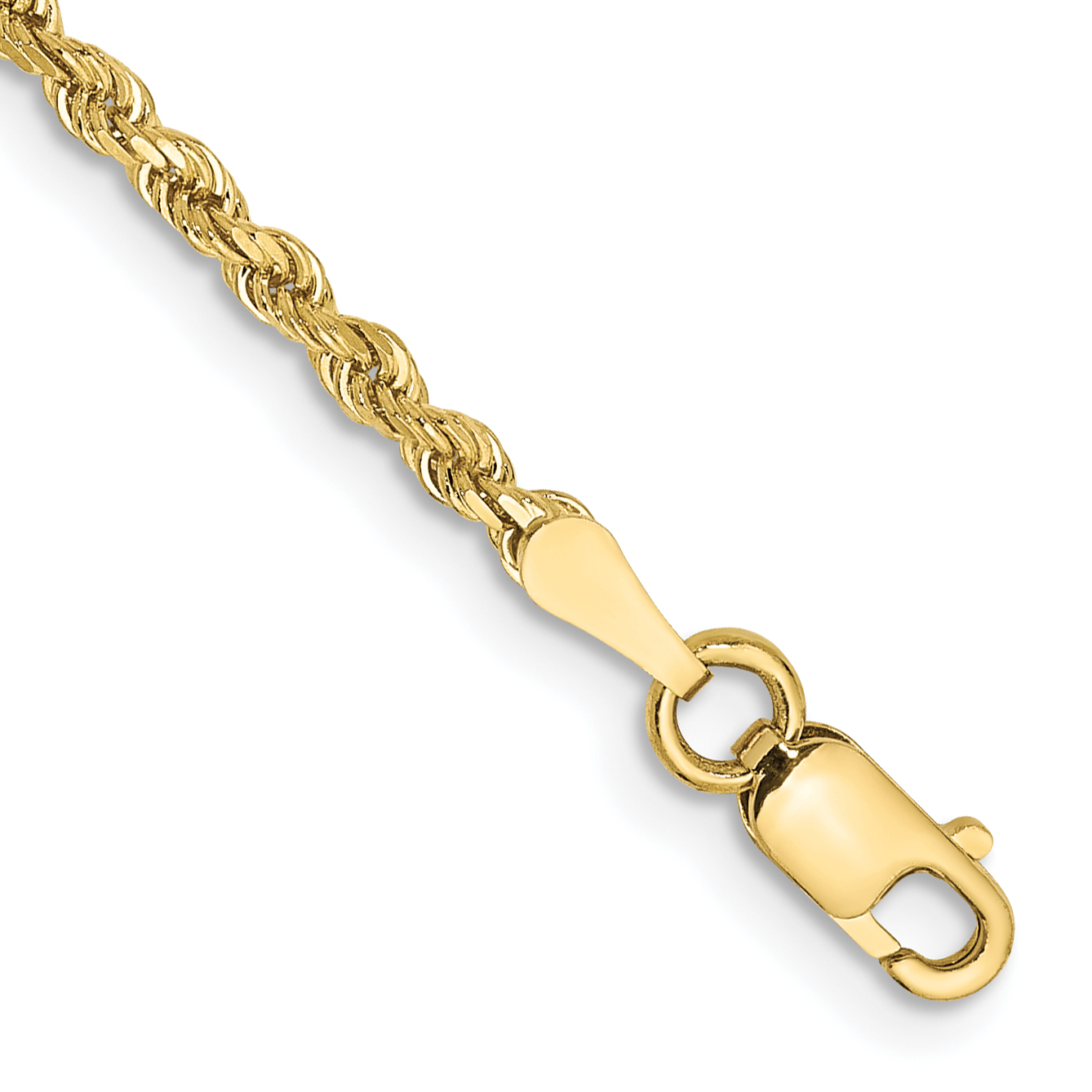 10k 2mm Diamond-cut Rope Chain Anklet (10K016-10)
