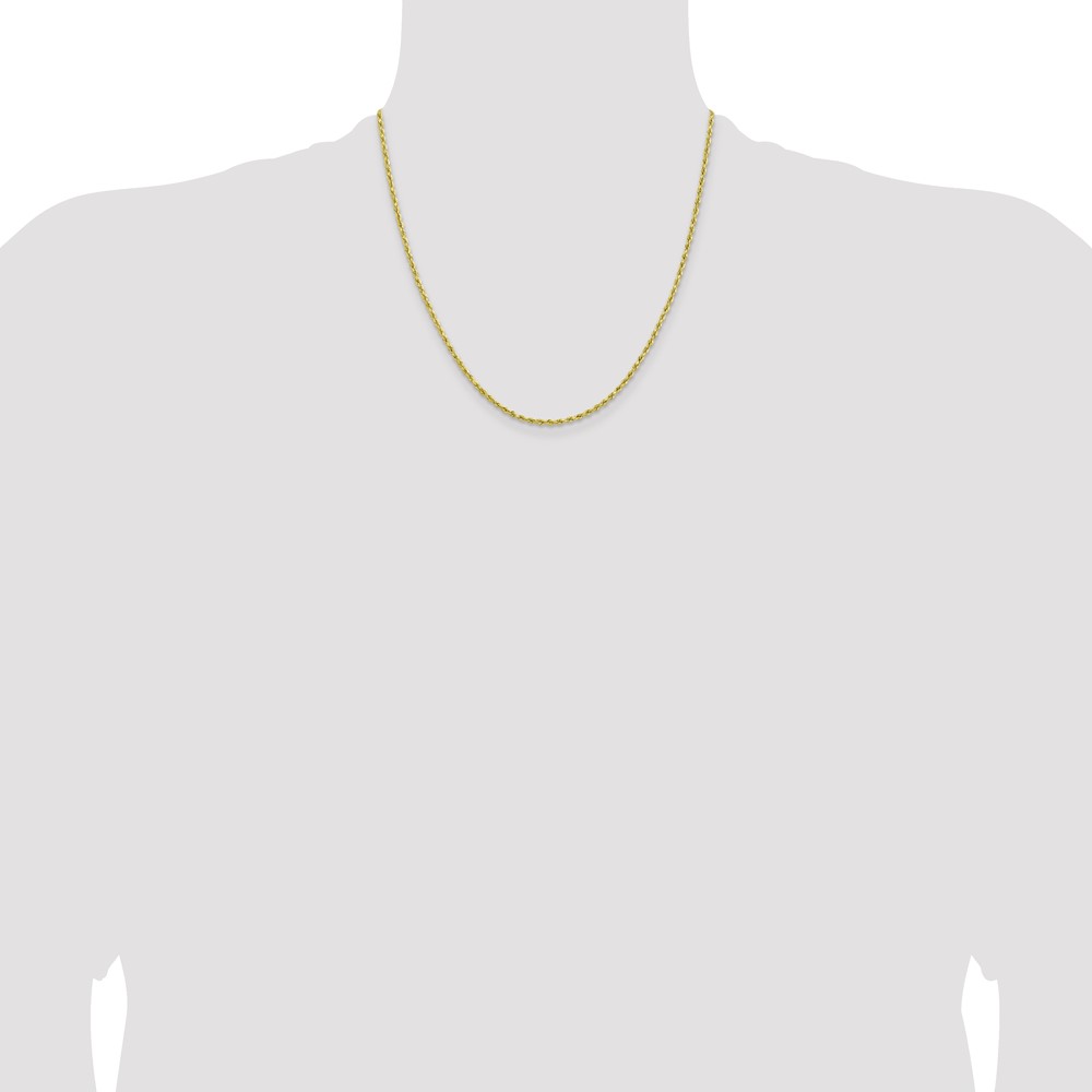 10k 2mm Lightweight D/C Rope with Lobster Clasp Chain (10K016HL-20)