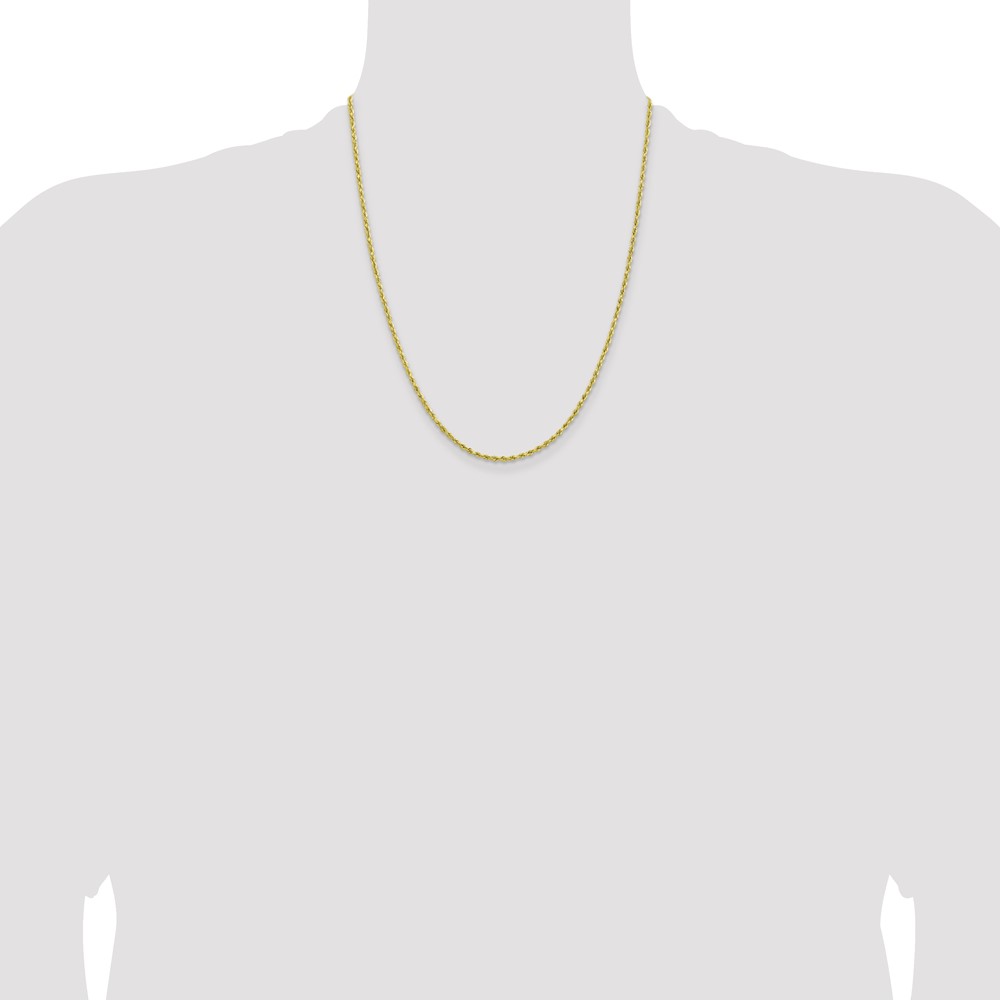 10k 2mm Lightweight D/C Rope with Lobster Clasp Chain (10K016HL-22)