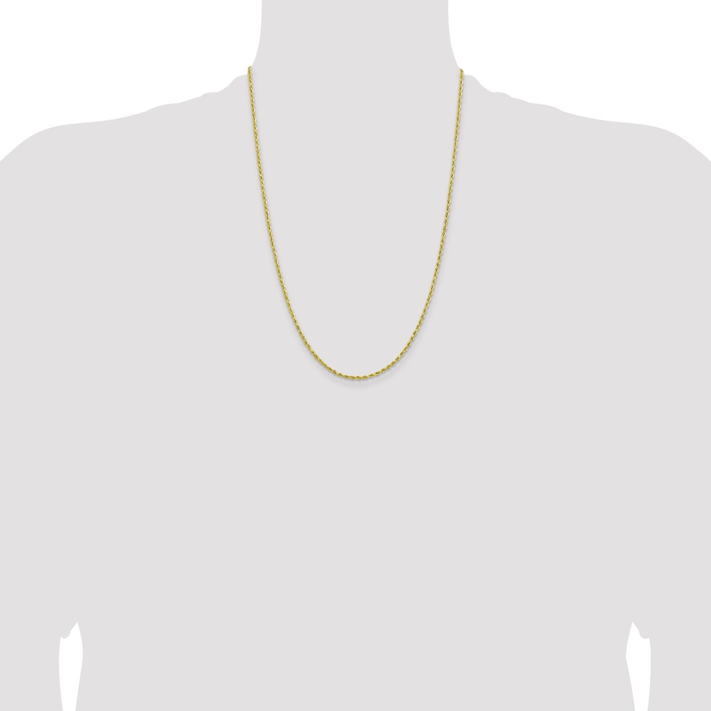 10k 2mm Lightweight D/C Rope with Lobster Clasp Chain (10K016HL-24)