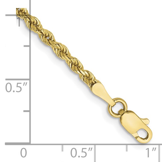 10k 2.25mm Diamond-Cut Rope Chain (Per Inch)