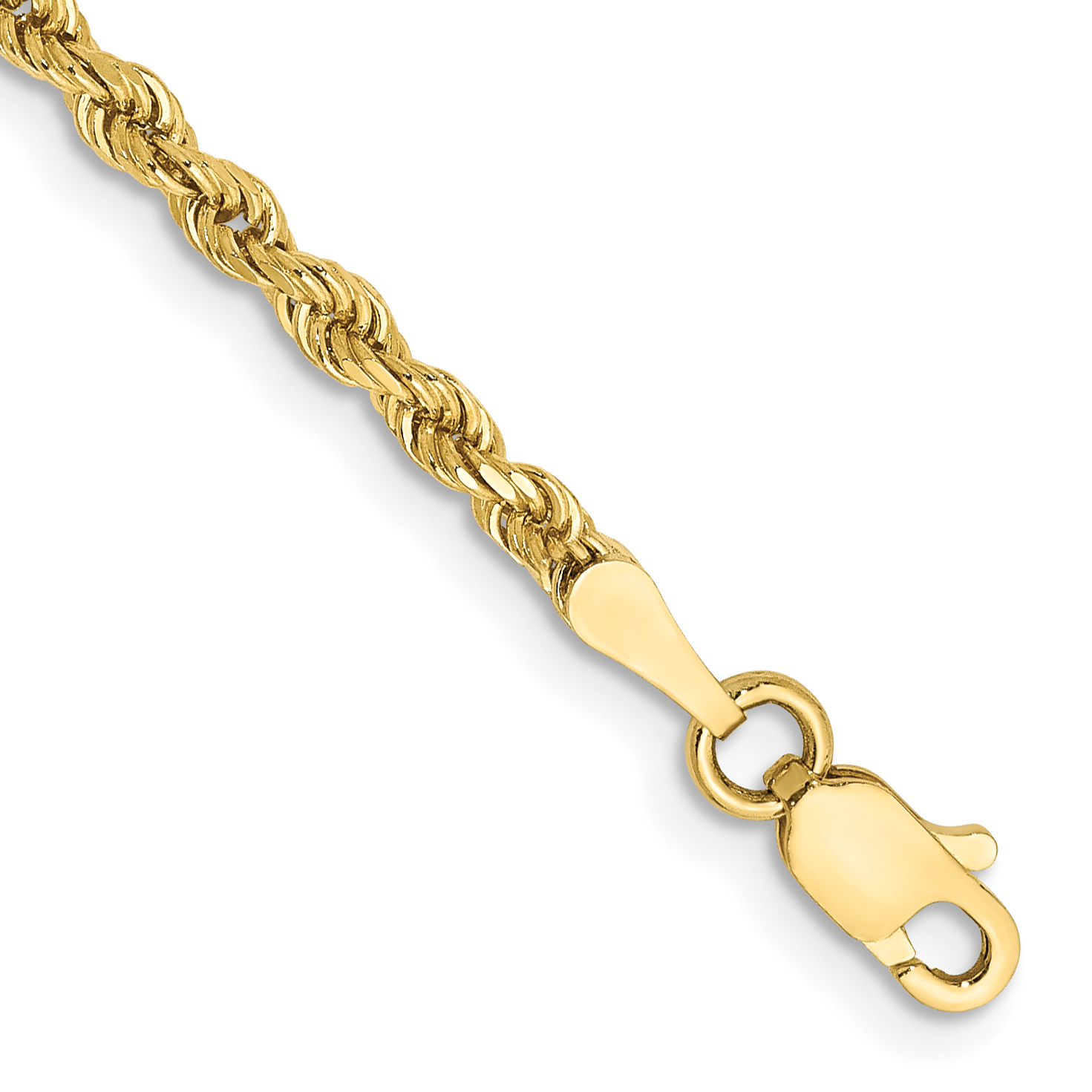10k 2.25mm Diamond-cut Rope Chain Anklet (10K018-10)