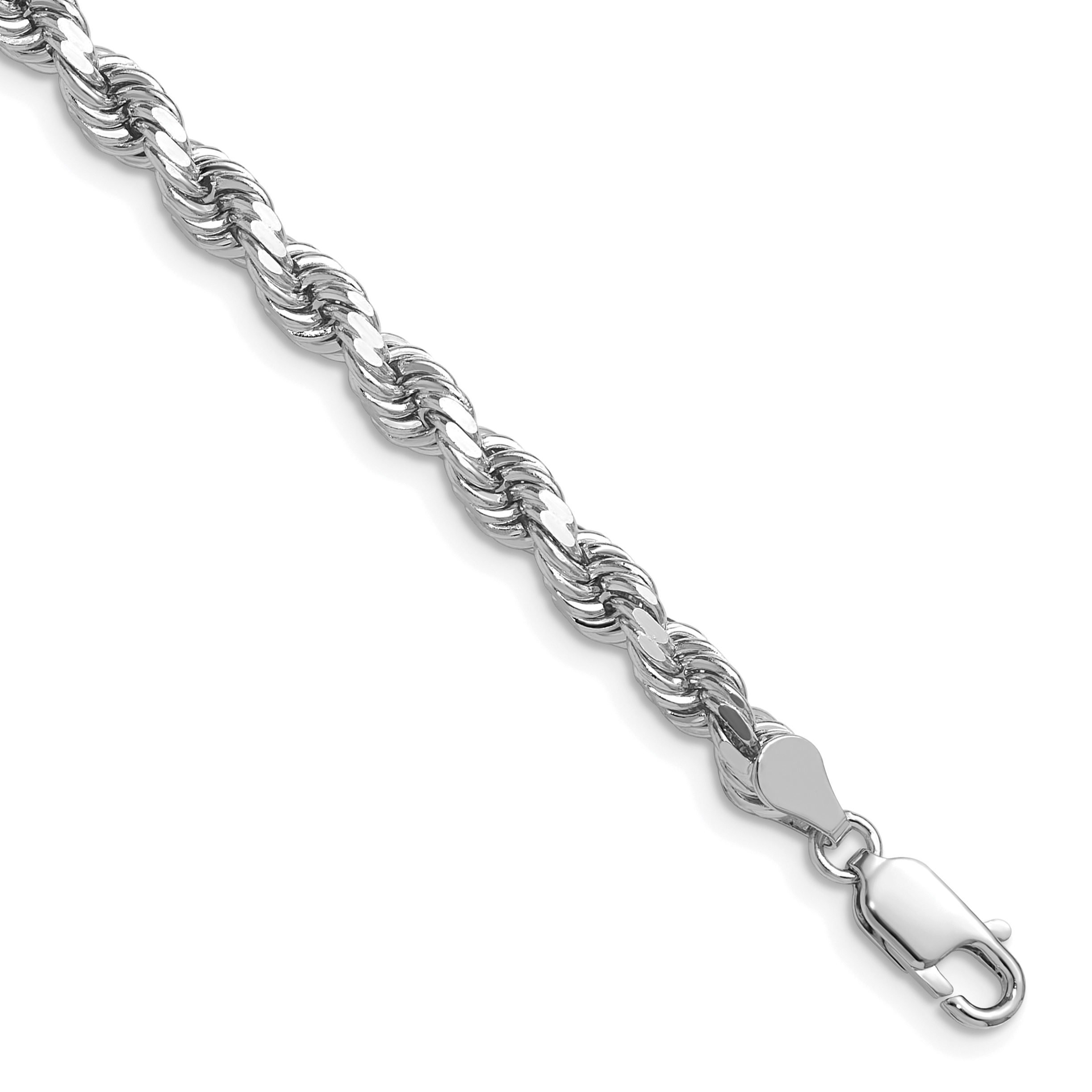 10k White Gold 4.5mm Diamond-Cut Rope Chain (10K035W-20)