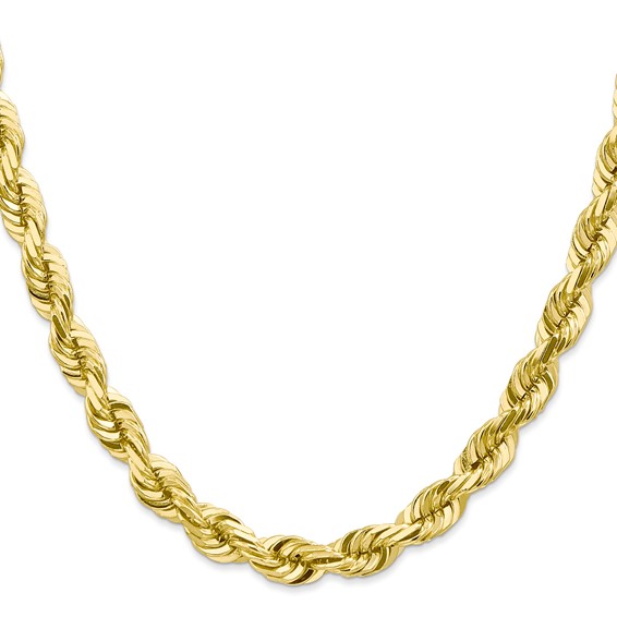 10k 7mm Diamond-Cut Rope Chain (Per Inch)