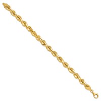 10K 7.0mm Yellow Gold D C Rope Fancy Lobster Clasp Chain view 2