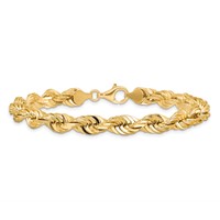 10K 7.0mm Yellow Gold D C Rope Fancy Lobster Clasp Chain view 4