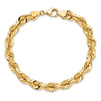 10K 7.0mm Yellow Gold D C Rope Fancy Lobster Clasp Chain view 5