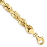 10K 7.0mm Yellow Gold D C Rope Fancy Lobster Clasp Chain view 1