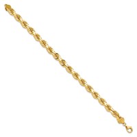 10K 8.0mm Yellow Gold D C Rope Fancy Lobster Clasp Chain view 2