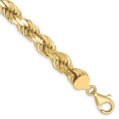 10k 8.0mm D/C Rope Fancy Lobster Clasp Chain