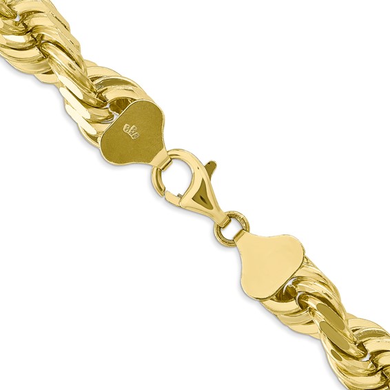 10k 10mm Diamond-Cut Rope Chain (Per Inch)