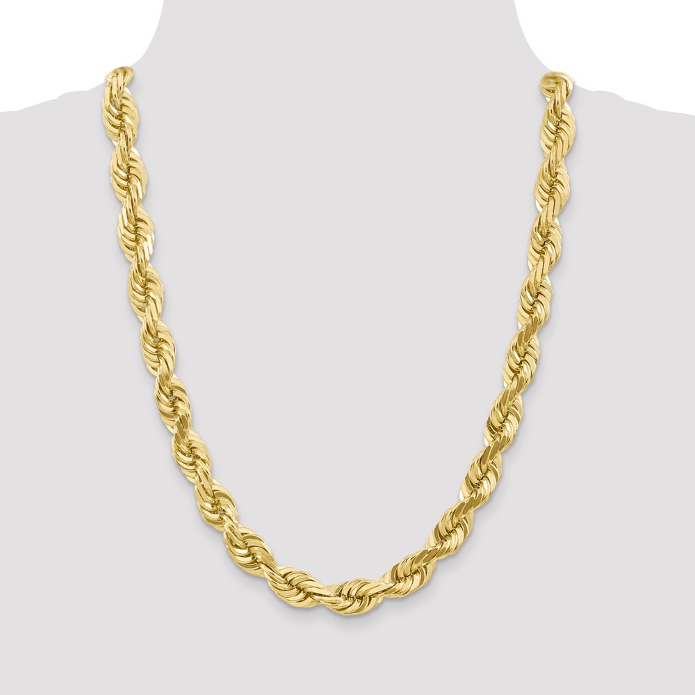 10k 10mm Diamond-cut Rope Chain (10K080-24)