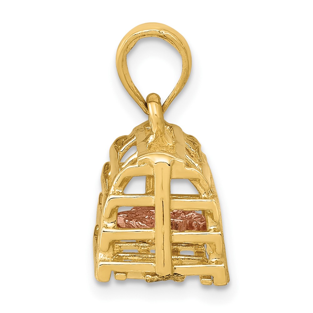 10k Two-Tone Polished 3-Dimensional Lobster Trap Pendant (10K1069)
