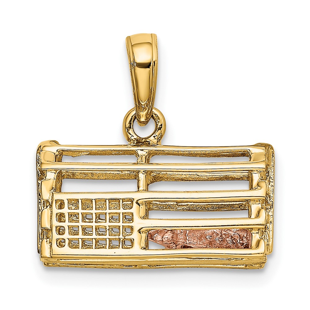 10k Two-Tone Polished 3-Dimensional Lobster Trap Pendant (10K1069)