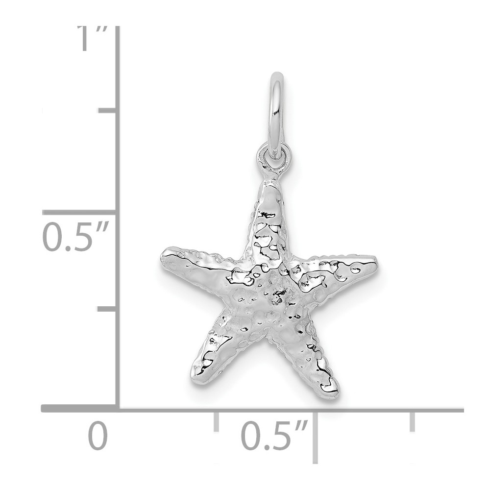 10k White Gold Polished 3-Dimensional Starfish Pendant (10K1077)