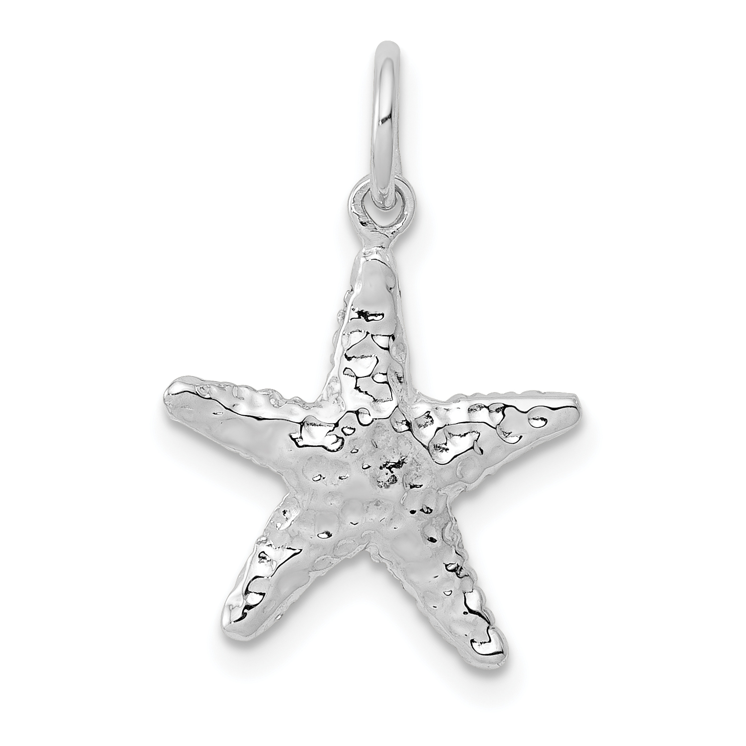 10k White Gold Polished 3-Dimensional Starfish Pendant (10K1077)