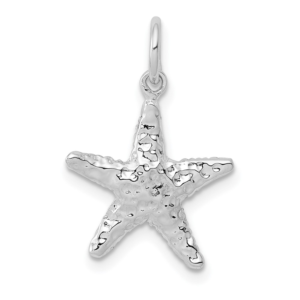 10k White Gold Polished 3-Dimensional Starfish Pendant (10K1077)