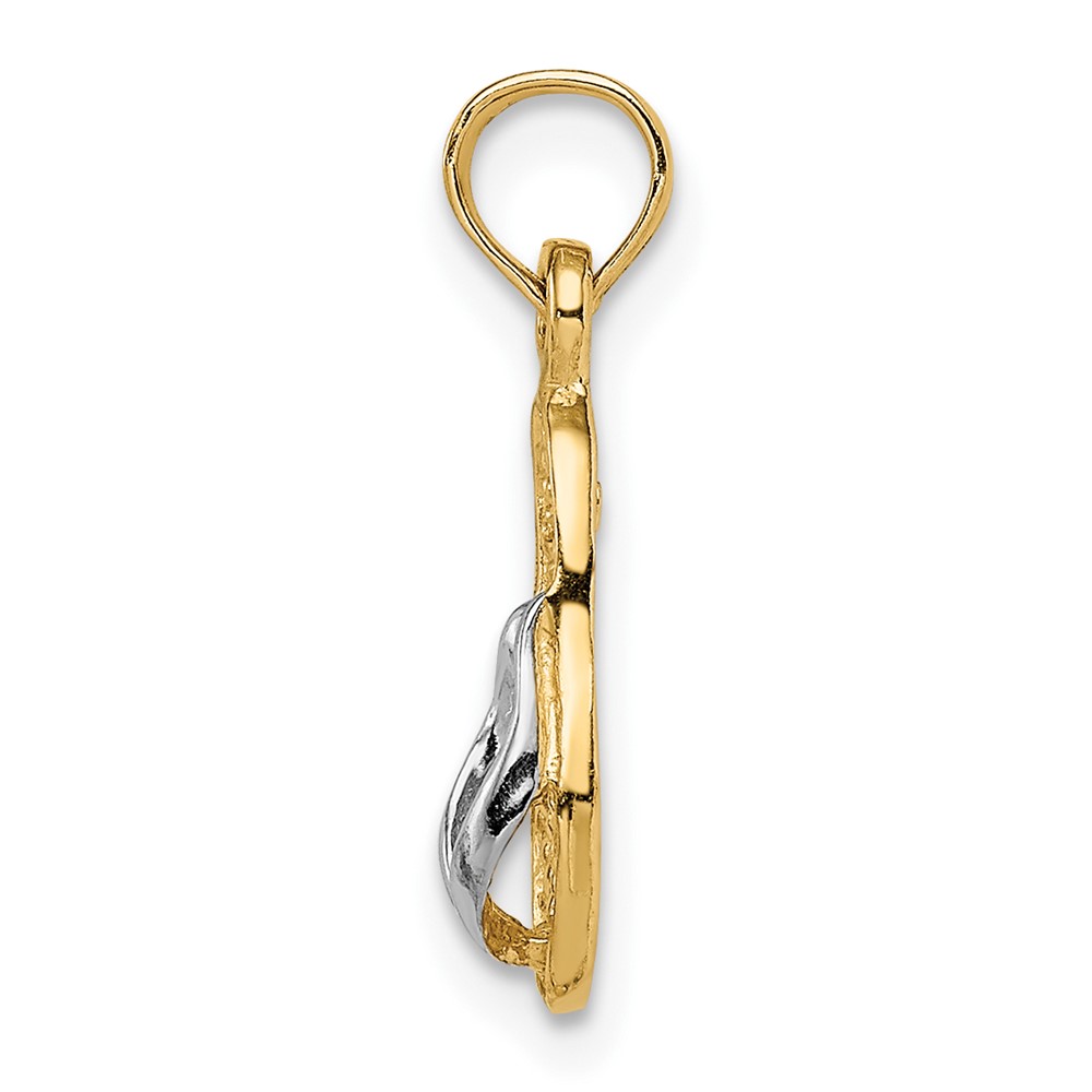 10k & Rhodium Single Flip-Flop Pendant (10K1857)
