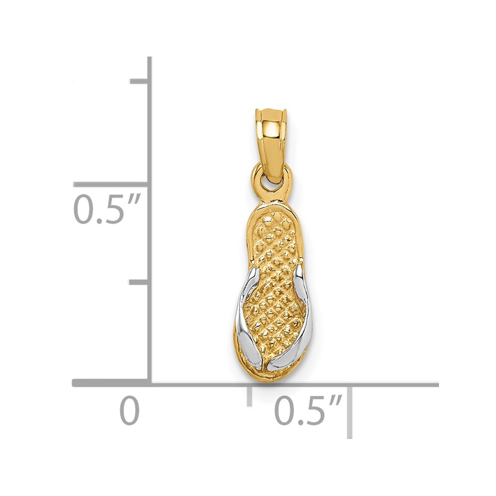 10k & Rhodium Single Flip-Flop Pendant (10K1857)