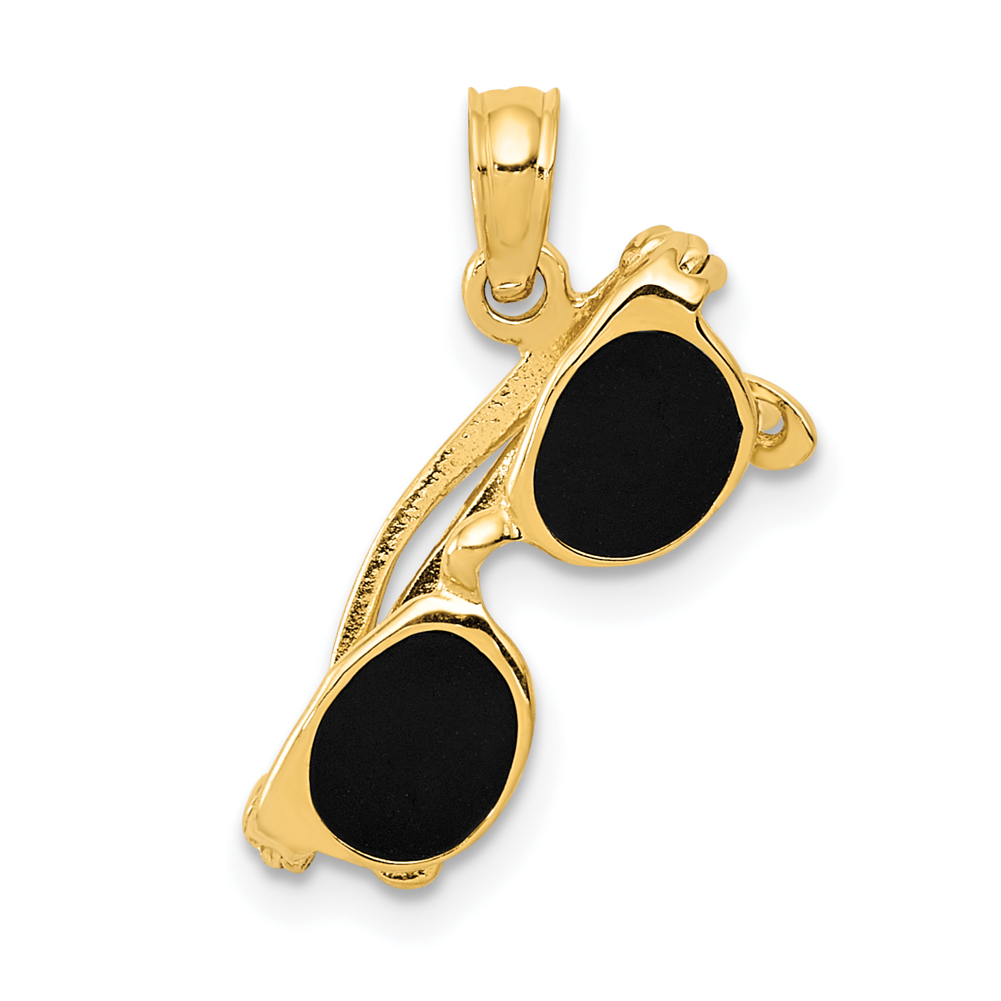 10k 3-D Black Enameled Moveable Sunglasses Pendant (10K1868)