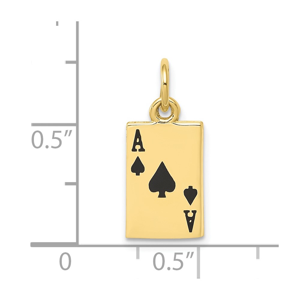 10k Enameled Ace of Spades Card Charm (10K1874)