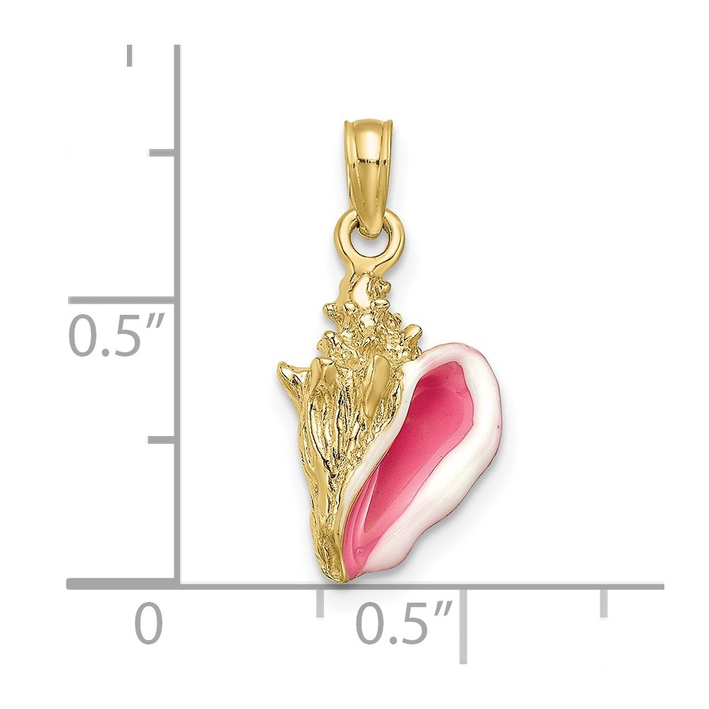 10k Enameled 3-D Conch Shell Pendant (10K1899)