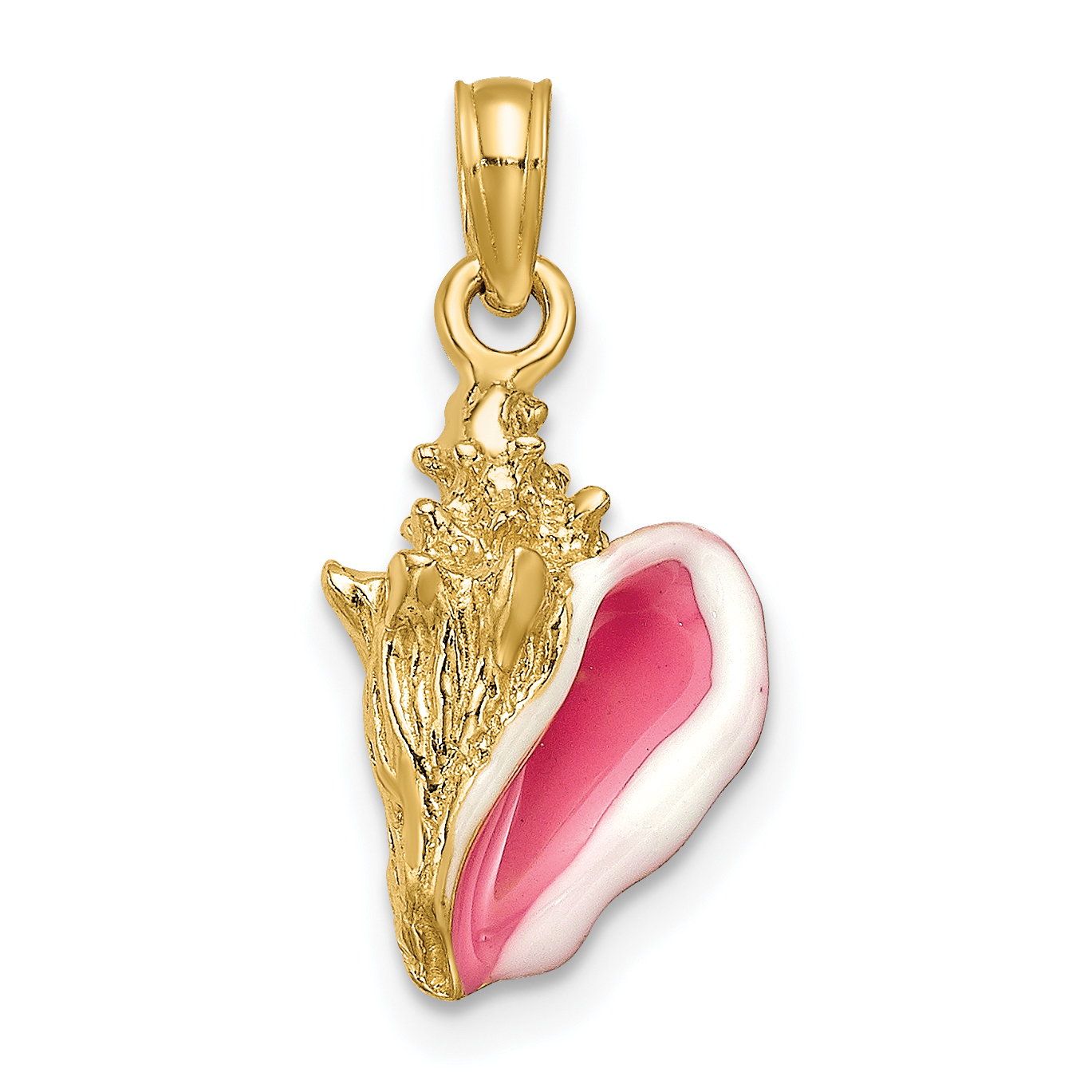 10k Enameled 3-D Conch Shell Pendant (10K1899)