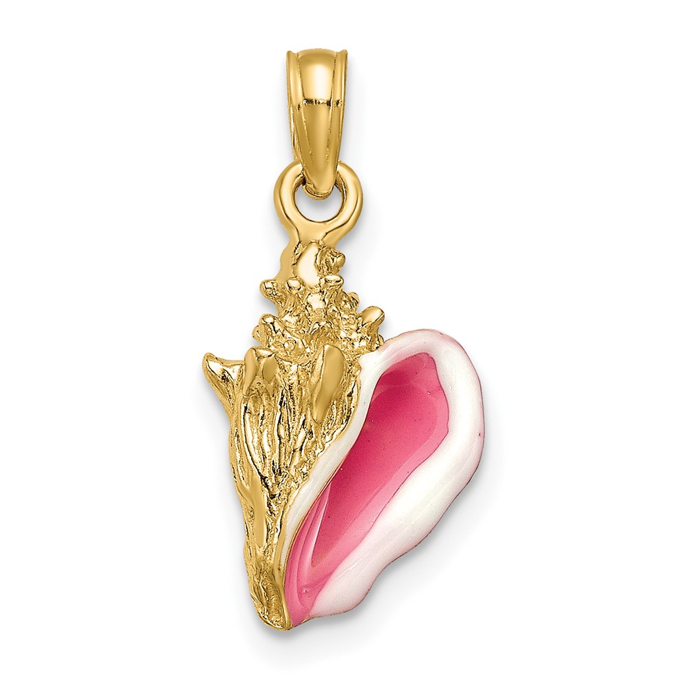 10k Enameled 3-D Conch Shell Pendant (10K1899)