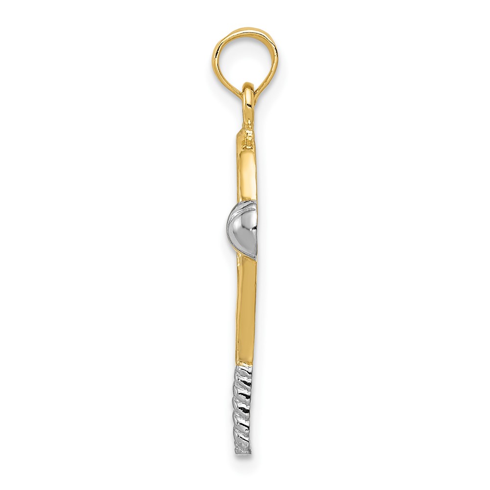 10k w/Rhodium Polished Tennis Racquet Pendant (10K1995)