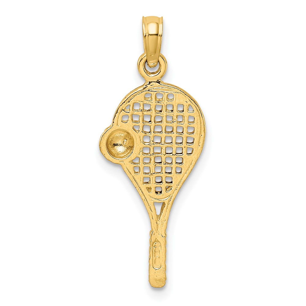10k w/Rhodium Polished Tennis Racquet Pendant (10K1995)