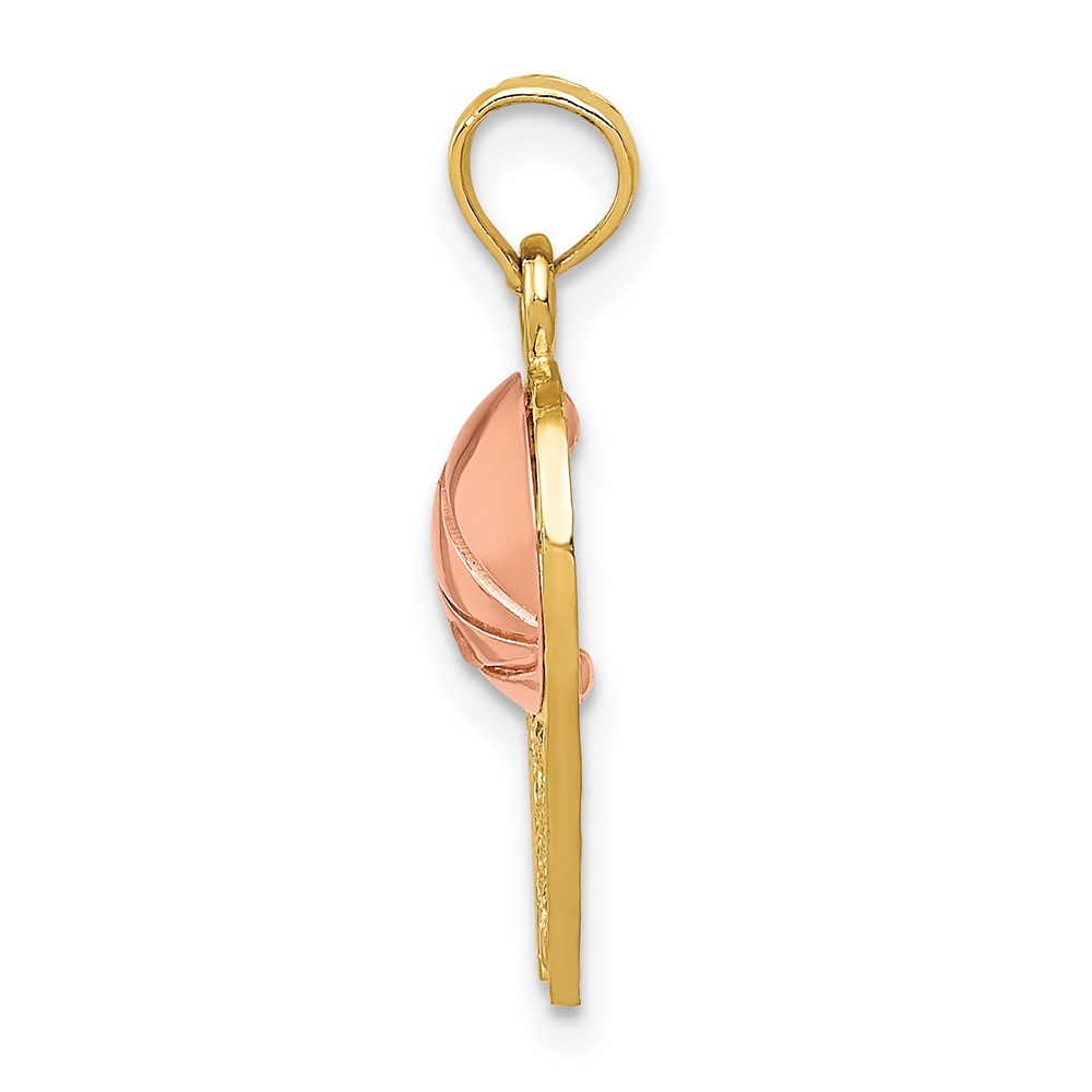 10k Two-tone Basketball Hoop with Ball Pendant (10K2102)