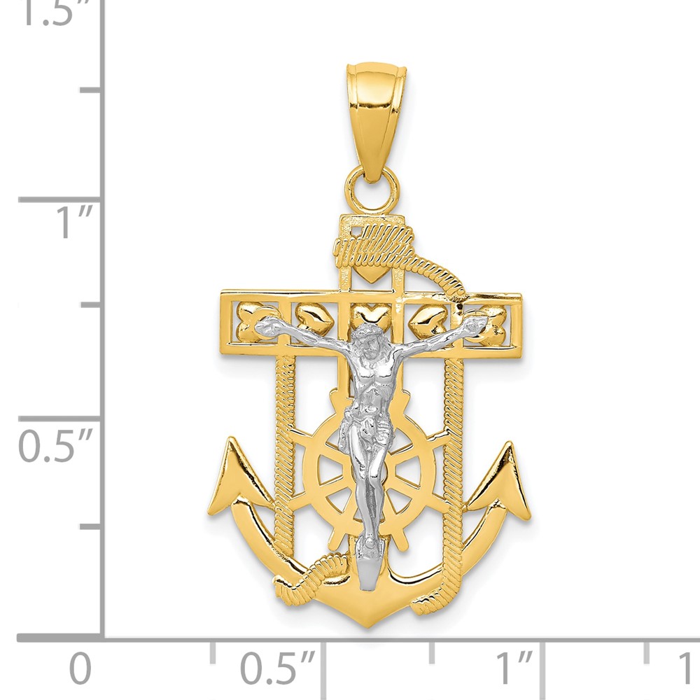 10k Two-tone Mariner's Crucifix Pendant (10K2209)