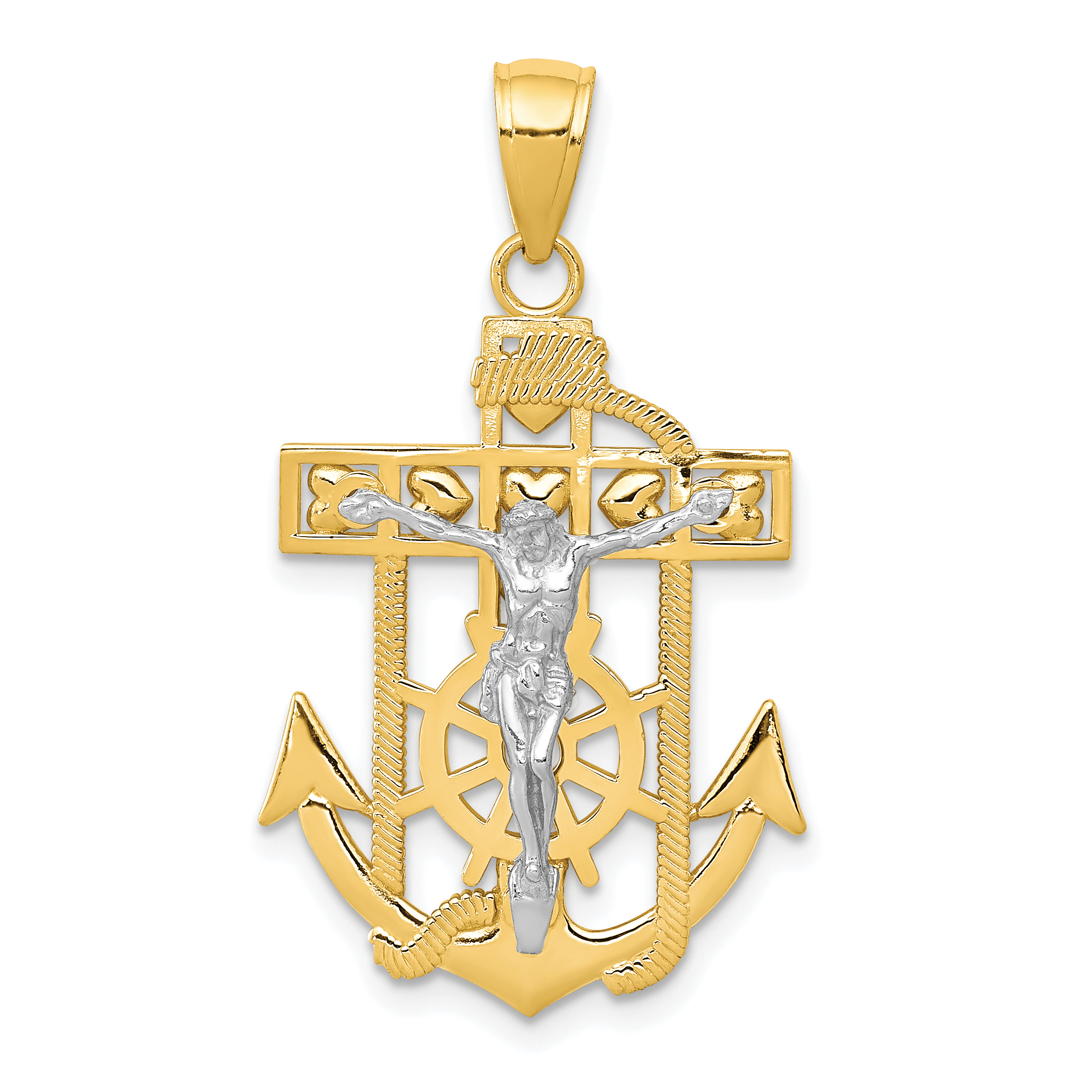 10k Two-tone Mariner's Crucifix Pendant (10K2209)