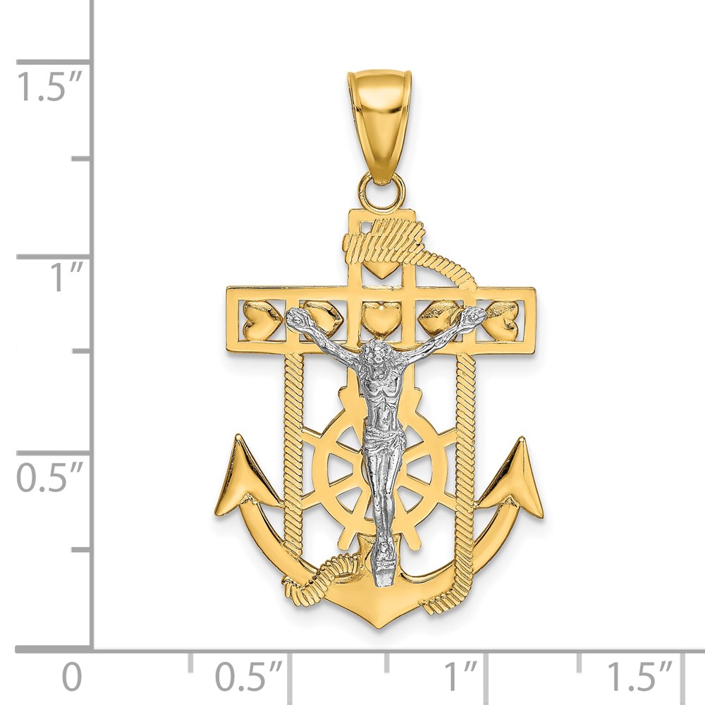 10k Two-tone Mariner's Crucifix Pendant (10K2210)