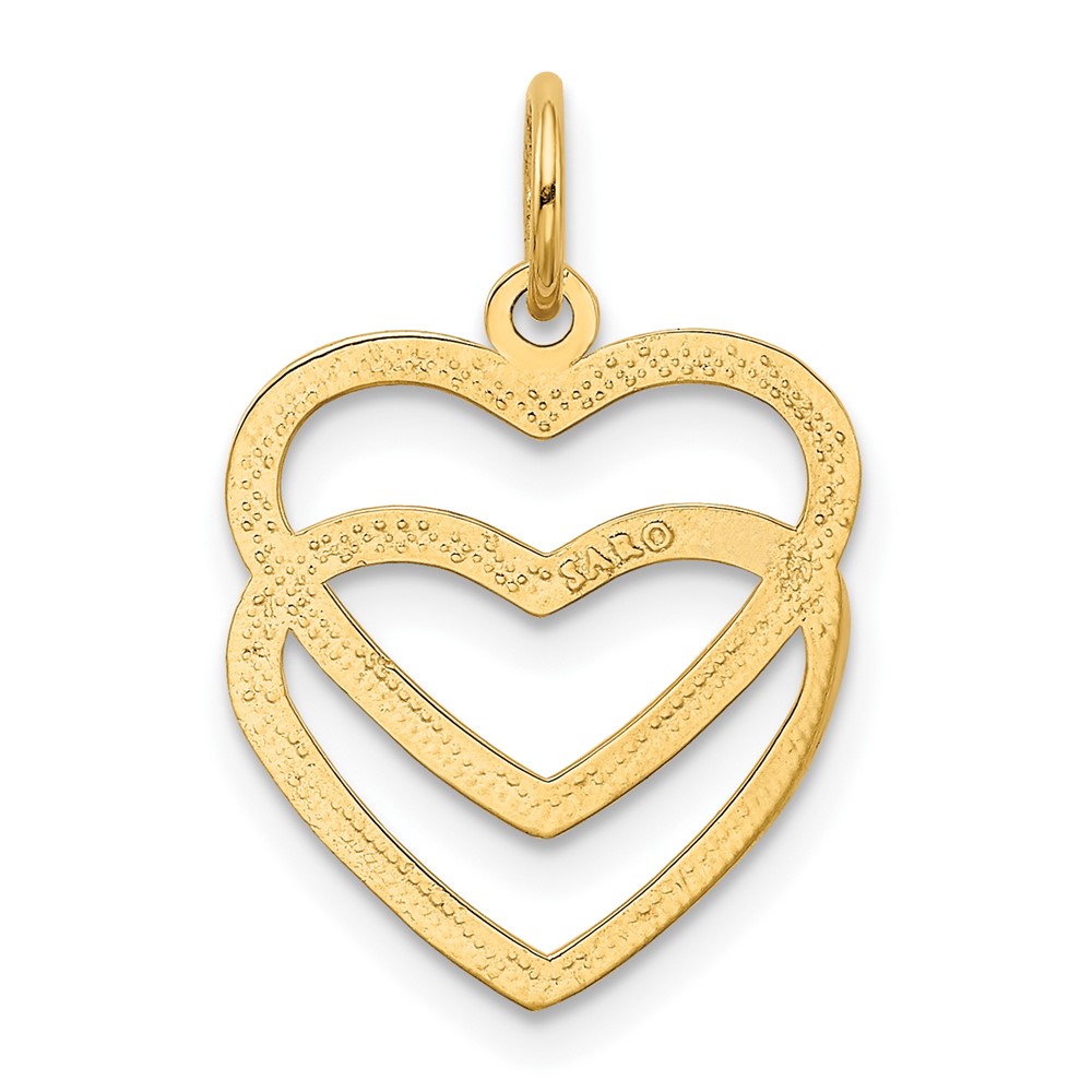 10K Polished Double Heart Pendant (10K2548)