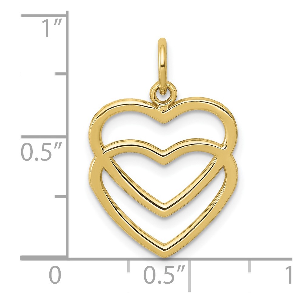 10K Polished Double Heart Pendant (10K2548)