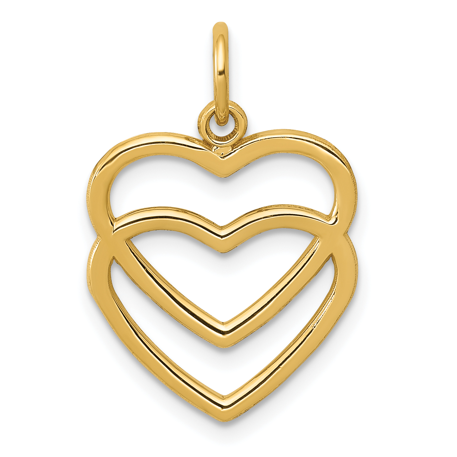 10K Polished Double Heart Pendant (10K2548)