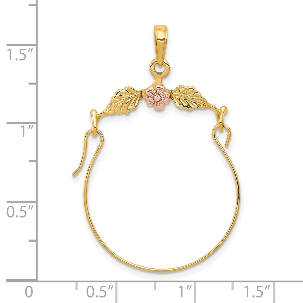 10k Two-tone Leaves w/Flower Charm Holder (10K2575)
