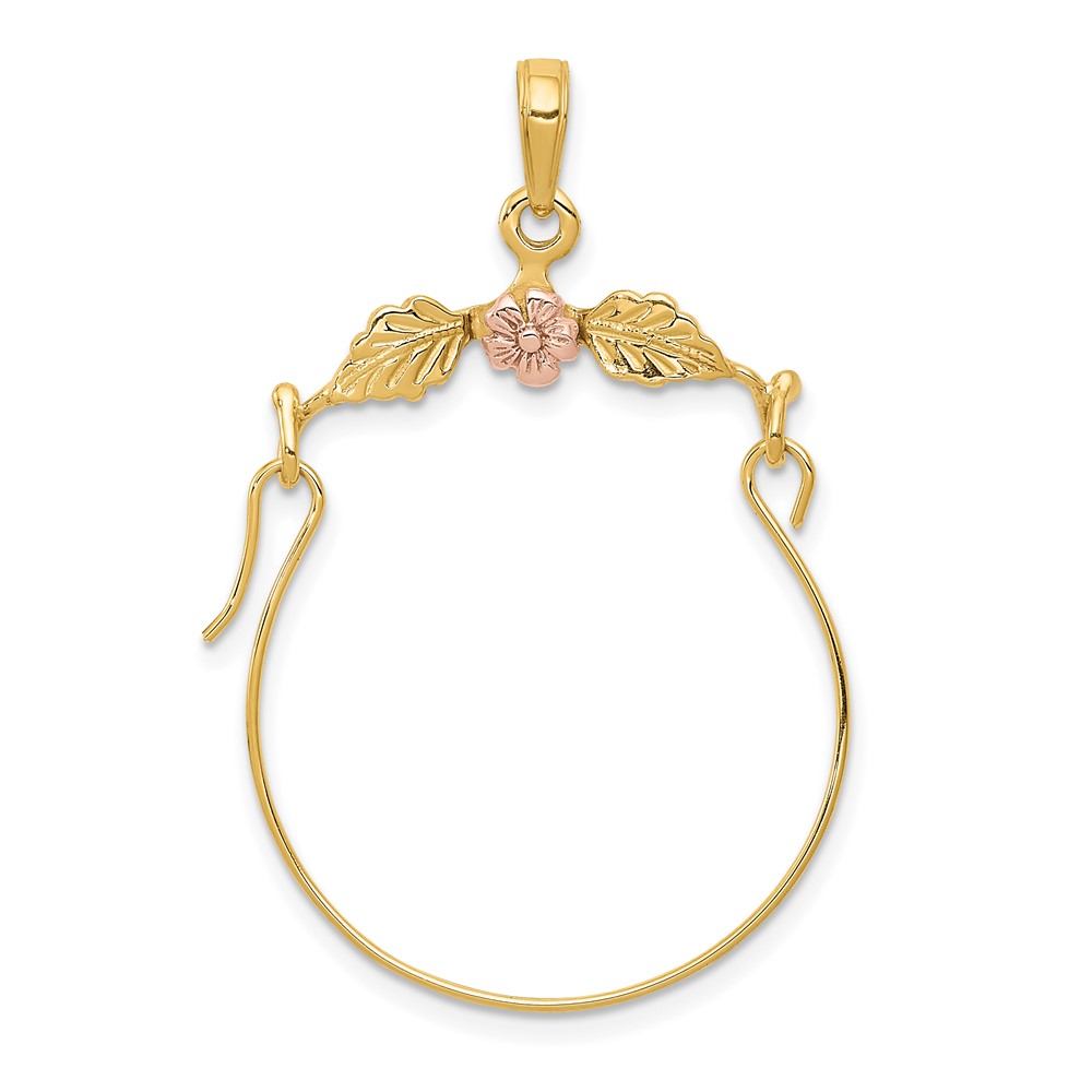 10k Two-tone Leaves w/Flower Charm Holder (10K2575)