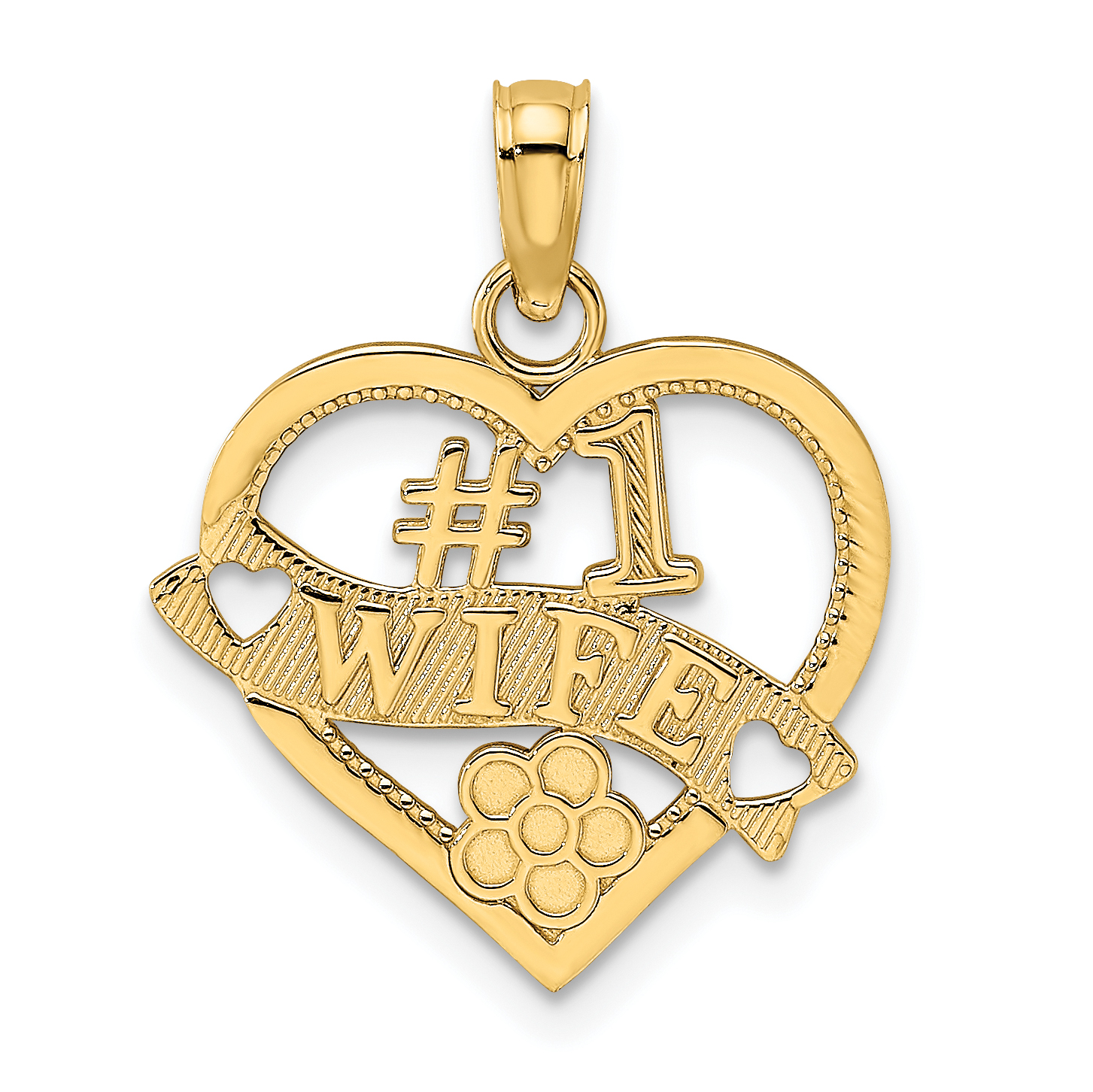 10K #1 WIFE Heart Pendant (10K2687)
