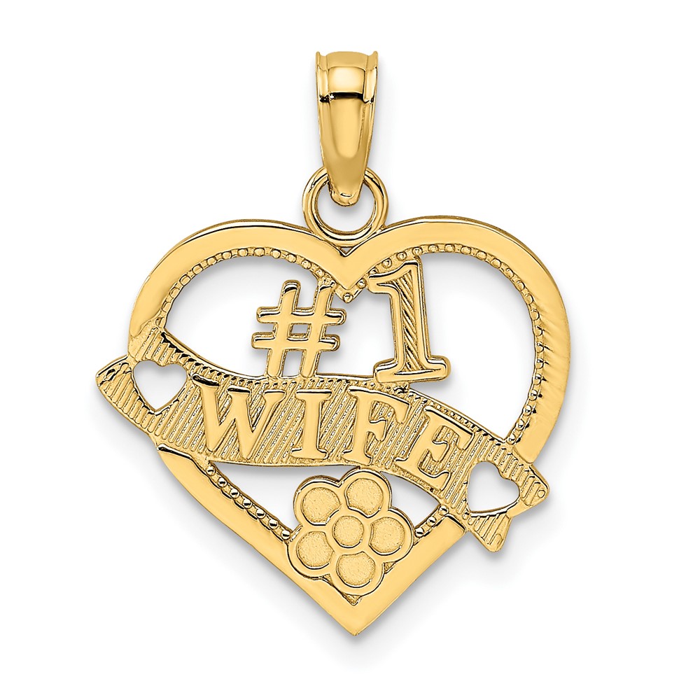 10K #1 WIFE Heart Pendant (10K2687)