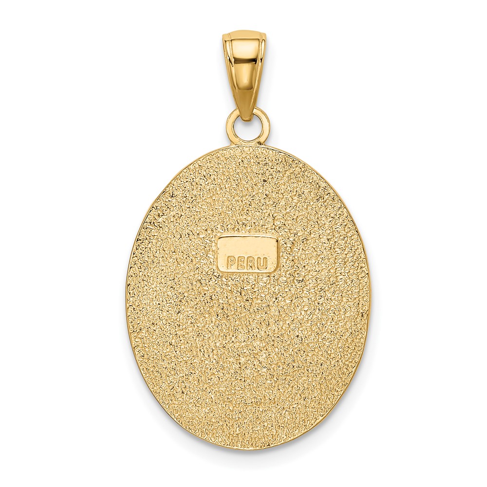 10k Fleur-De-Lis on Oval Disk Pendant (10K2762)