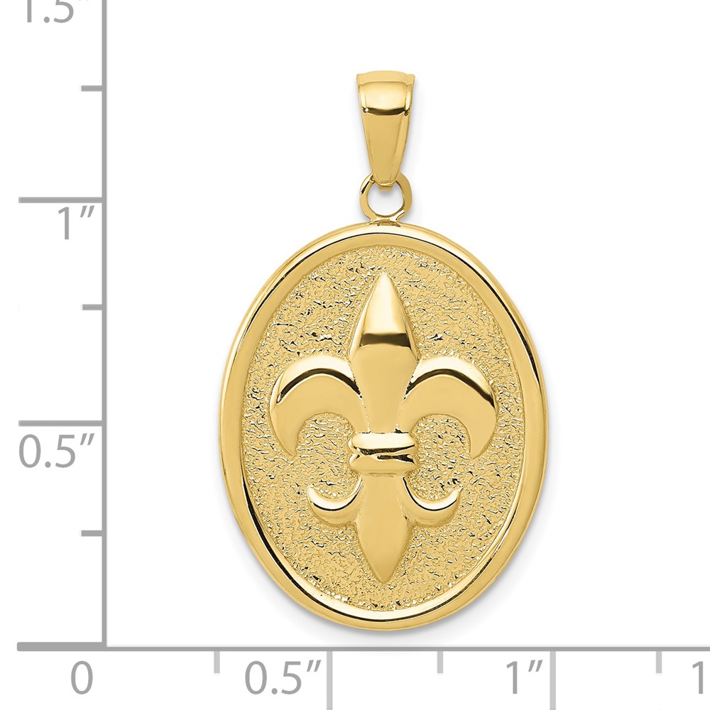 10k Fleur-De-Lis on Oval Disk Pendant (10K2762)