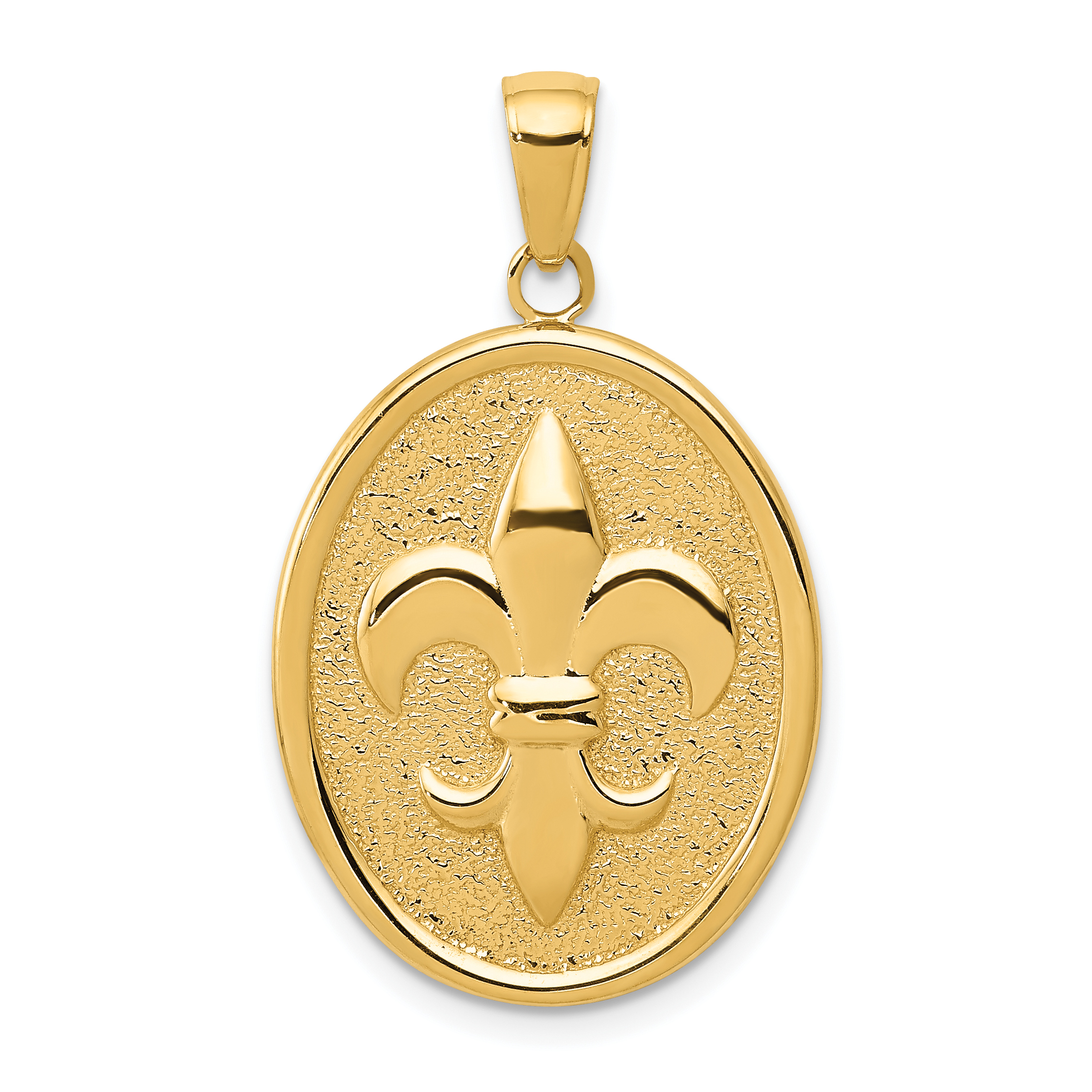 10k Fleur-De-Lis on Oval Disk Pendant (10K2762)