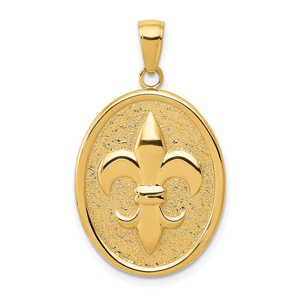 10k Fleur-De-Lis on Oval Disk Pendant (10K2762)
